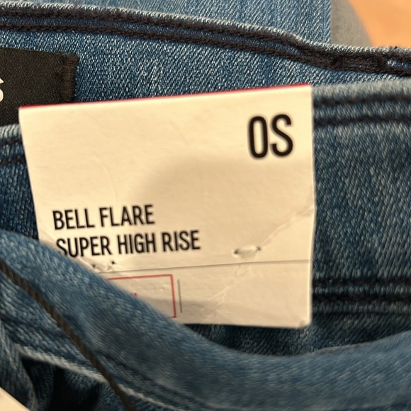 Express women’s Bell Flare Jeans Size OS Super High Rise Tie Waist Stretch Blue - Picture 8 of 8